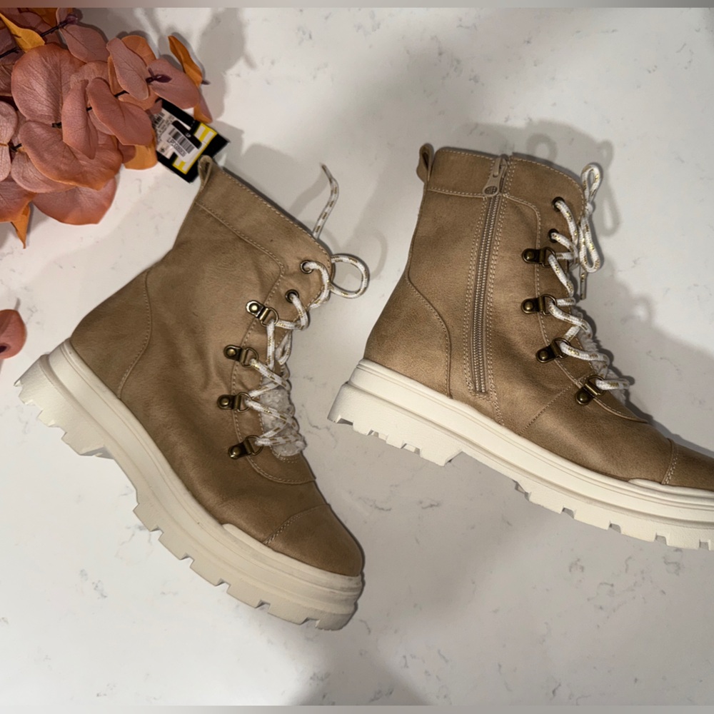 Art Class Tan Ankle Boots with White Accents